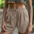 thumbnail image 2 of Olyvenn Women's Summer Cotton Linen Shorts Elastic High Waisted Wide Leg Short Pants Casual Cute Shorts with Pockets Khaki XXL, 2 of 6