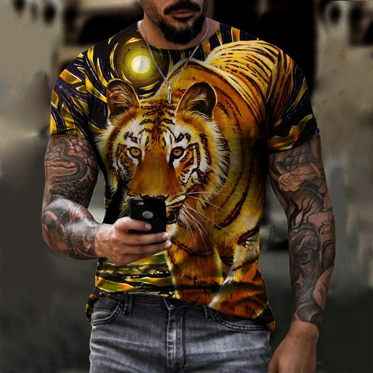 price prefer raid Men's Graphic T-Shirt 3D Tiger Animal Printed Short Sleeve Running Gym  Workout Casual Tees Fashion Top Crew Neck Top - Walmart.com
