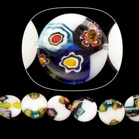Hand Blown Glass Round Beads - Glass Bead, Hand Craft Irregular Mix Color Chevron Style Beads, 12mm Round Plate Sold per pkg of 32pcs/ 37cm String