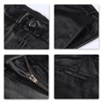 thumbnail image 3 of Sliktaa Pantalones de cuero de pierna recta con forro polar para hombre, 3 of 4