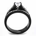 thumbnail image 2 of IP Black(Ion Plating) Stainless Steel Ring with AAA Grade CZ in Clear for Women Clear Stone Color Style TK3555 Size 8, 2 of 4
