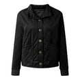 thumbnail image 5 of Lovskoo 2024 Womens Winter Coats Quilted Jacket Long Sleeve Solid Color Casual Stand Collar Cardigan Cotton Jacket Outerwear Padded Coat Black, 5 of 6