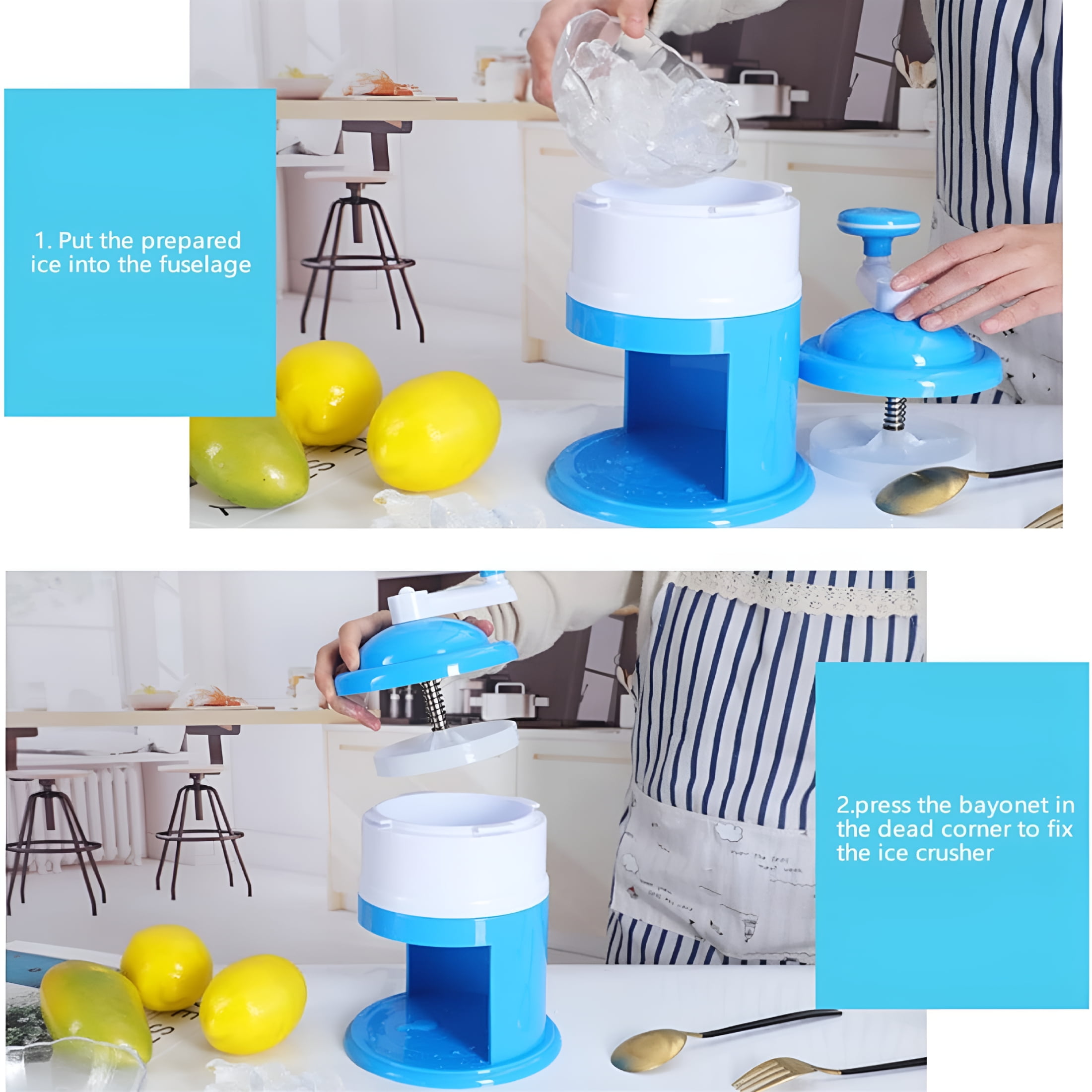 CURYMAY 2026 New Manual Crushed Ice Maker Machine,Countertop Ice Shaver Snow Cone Machine Portable Small Slushie Machine with Free Ice Cube Trays for Slushie Shaved Ice Maker Household
