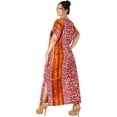 thumbnail image 2 of HAPPY BAY Women's Summer Batik Caftan Long Loungewear Dashiki House Dress V Neck Kaftan Sleepwear for Women Nightgown 3X-4X Orange, Floral, 2 of 4