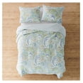 thumbnail image 3 of Drevy - Cortona Paisley Quilt Set - Full/Queen Quilt (88x92in.) + Two Standard Pillow Shams (26x20in.) - Paisley - Green, Yellow, Blue, and White - Reversible - Cotton Fabric, 3 of 5