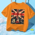 thumbnail image 3 of Shirts for Boys and Girls Vintage Guitar Union Jack Rock Guitarist T-Shirt for Kids Summer Fashion Tees (Orange 10-11 Years), 3 of 6