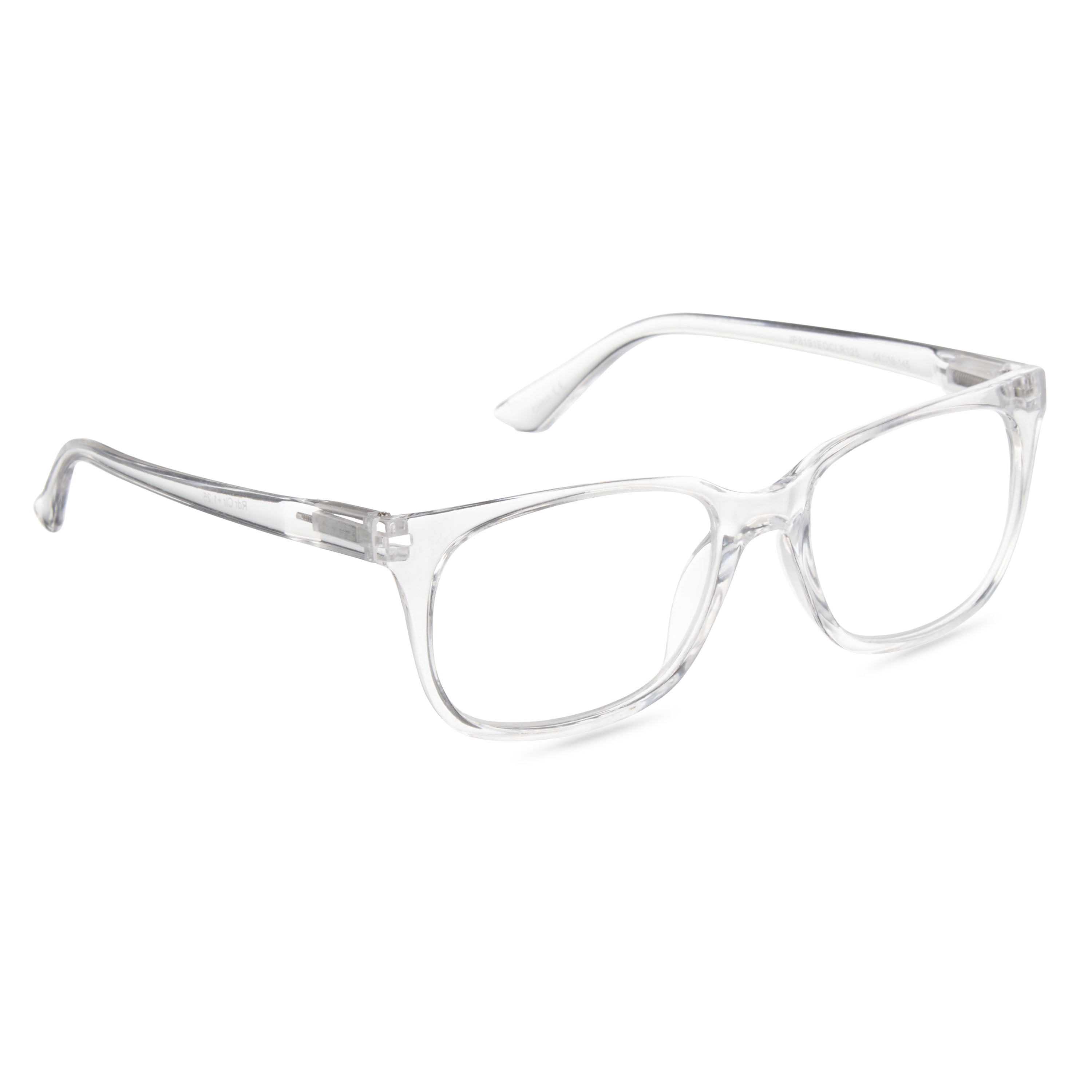 Equate Unisex Rectangular Single Vision Reading Glasses with Case, Plastic Lenses, Clear, +1.50