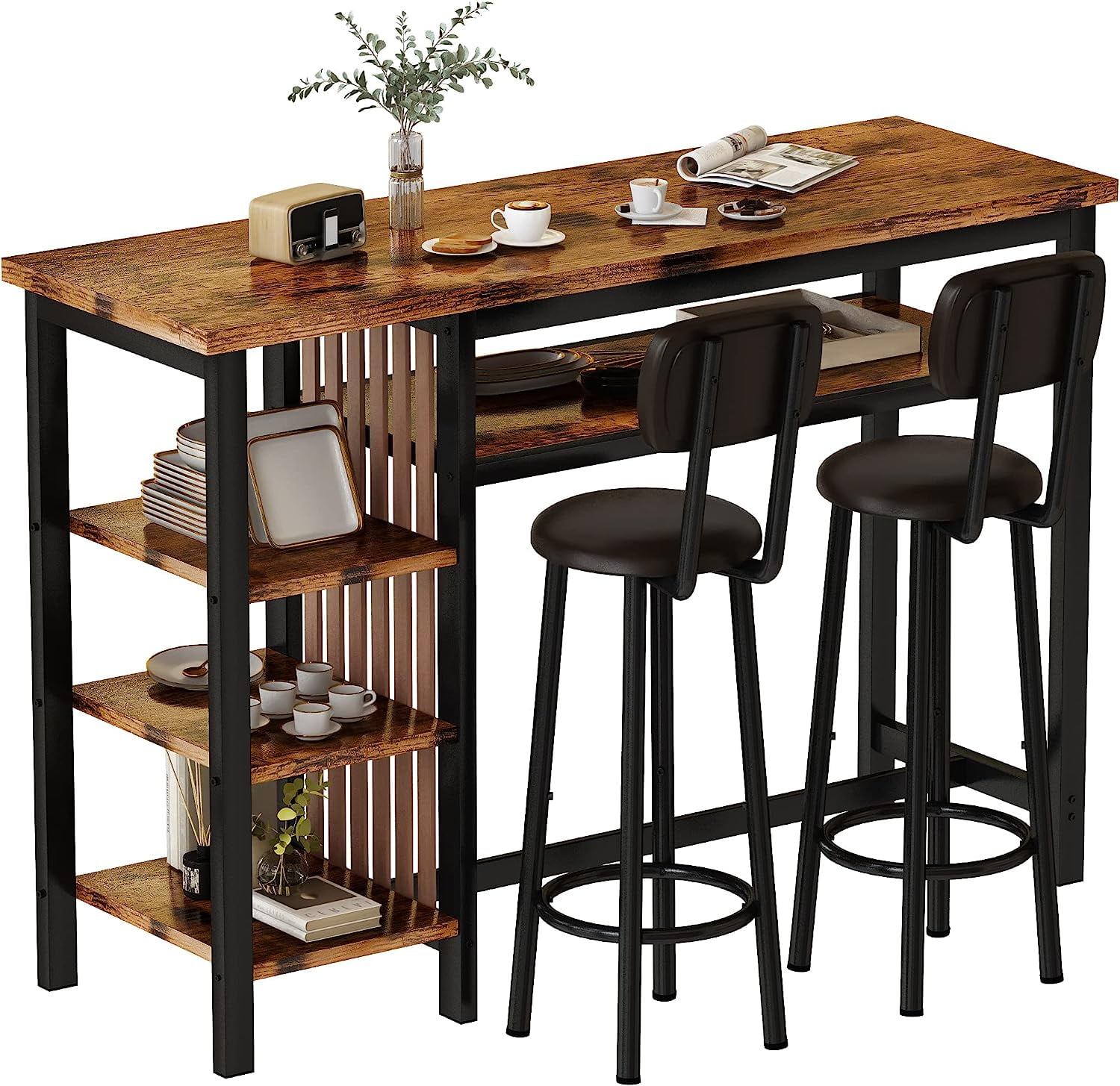 Recaceik Modern Bar Table and Stools for 2, Kitchen Counter Height