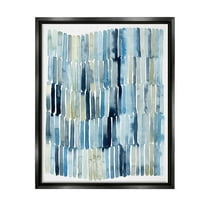 Stupell Industries Nautical Inspired Abstraction Blue Beige Blocked Lines Jet Black Framed Floating Canvas Wall Art, 16x20, by Grace Popp