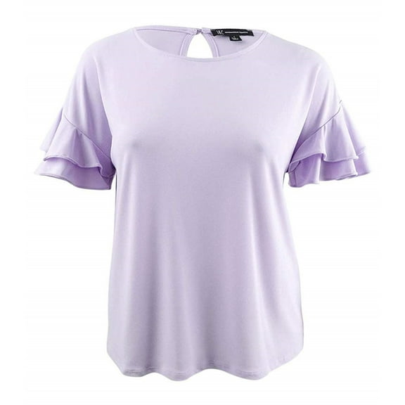 I.N.C Womens Ruffle Sleeve Pullover Blouse, Purple, Large