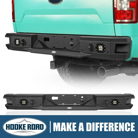 Hooke Road Steel Rear Step Bumper w/ 2x LED Floodlights Fit 2018-2020 Ford F-150