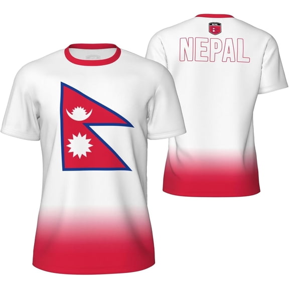 Nepal Flag Gradation T-Shirt Sports Jerseys for Running Soccer Tennis Fitness