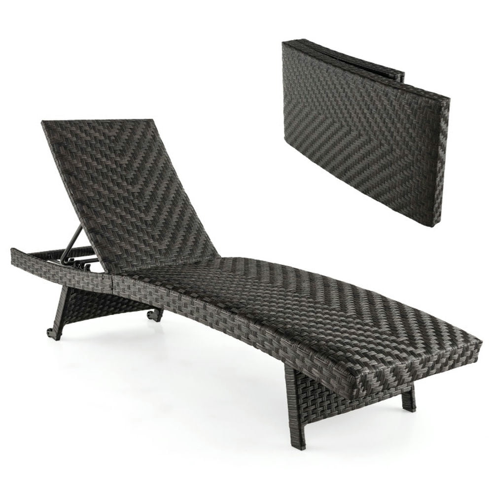 GVN Reclining Chair,Outdoor Chaise Lounge,Folding Padded Rattan Patio Chaise Lounge with Adjustable Backrest and Quick Dry Foam All Weather GVN Reclining Chair,Outdoor Chaise Lounge,Folding Padded Rattan Patio Chaise Lounge with Adjustable Backrest and Quick Dry Foam All Weather