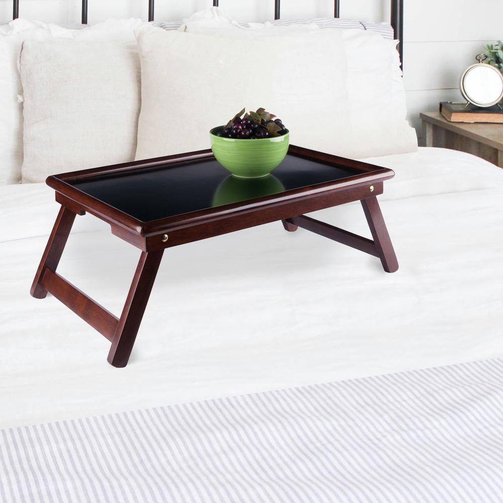 Winsome Wood Ambra Breakfast Tray, Black & Walnut Finish