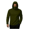 thumbnail image 3 of YOIAVAIOY Mens Thermal Shirts Hoodie with Mask Long Sleeve Winter Sports Base Layer Top Active Running Sun Shirt Army Green M, 3 of 10