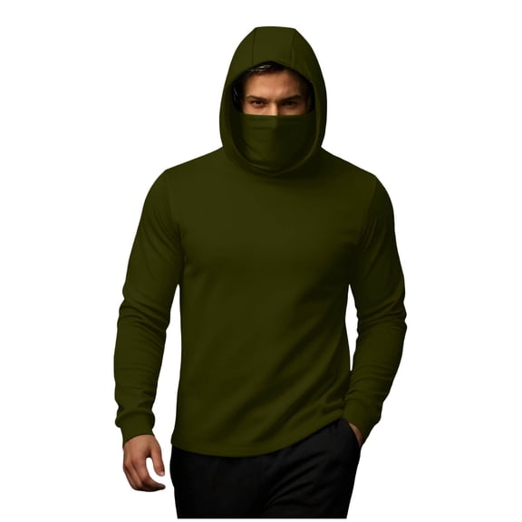 Yievot Mens Hoodies Winter Pullover Sweatshirt with Built-in Mask Casual Sport Hooded Tops