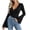 Black, variant on Womens Ribbed Knit Tops Wrap V Neck Flare Sleeve Slim Casual Pullover Shirts