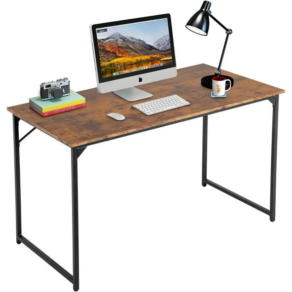 BestOffice Computer Desk, 47.2”Home Writing Study Table Modern Simple Style PC, Metal Frame for Home Office, Brown