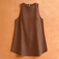 thumbnail image 5 of Ayolanni Crew Neck Dresses for Women Solid Sleeveless Casual Midi Tank Dress Cotton Linen Above Knee Beach Soft Vacation Sundress Brown L, 5 of 9