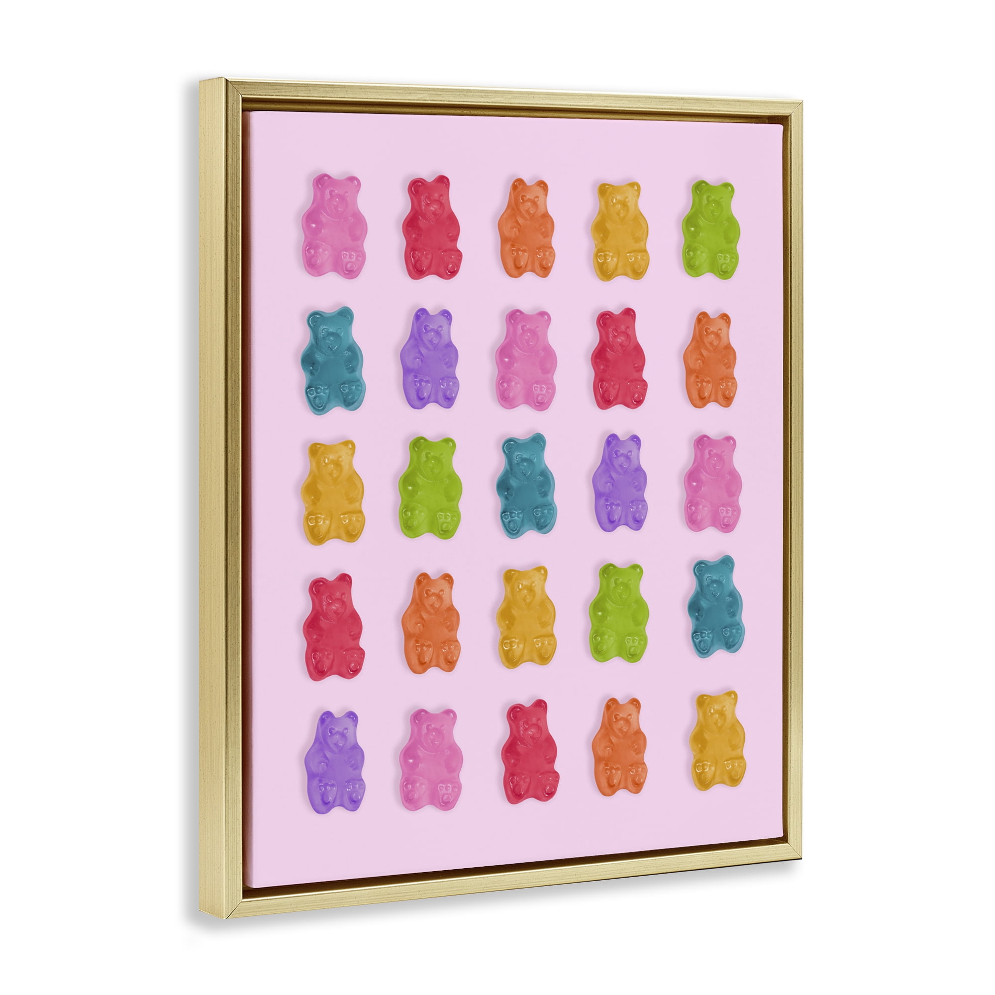 Stupell Industries Pastel Gummies on Pink Gold Framed Floater Canvas Wall Art, design by LISH Creative