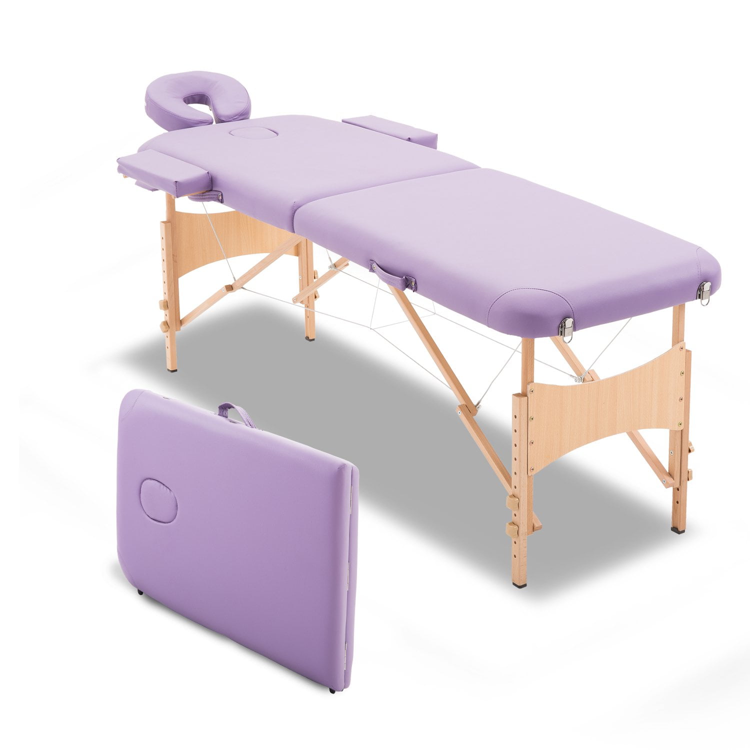 72Inch 2 Section Adjustable Massage Table Portable Folding Spa Facial