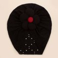 thumbnail image 2 of Xfvqtps Infant Turban Hat Knit Flower Cute Kawaii Stretch Comfortable Warm Windproof Coldproof Fall Soft Skull Cap Black, 2 of 4