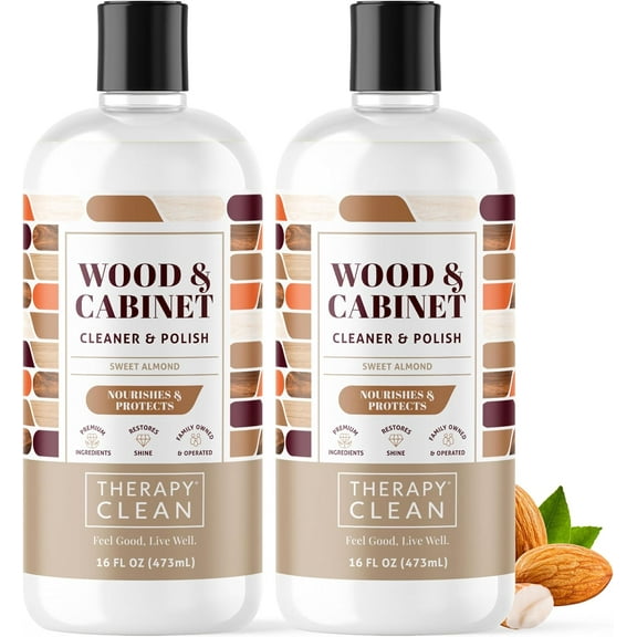 Wood Cleaner and Furniture Polish 16 oz. (2 Pack) - Wood Cabinet and Table Cleaner - Conditioner - Almond Scent