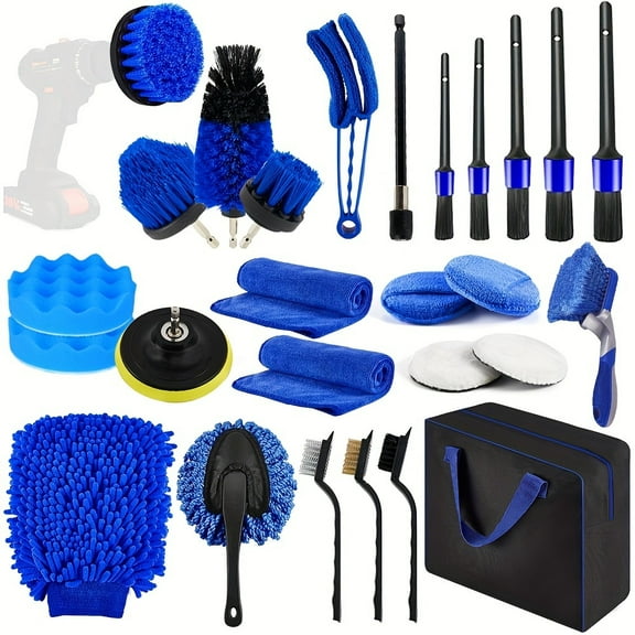 27pcs Car Detailing Kit, Car Interior Detailing Kit, Car Detailing Brush Set, Auto Detailing Kit, Interior Car Detailing Kit Car Cleaning Kit for Interior, Exterior, Wheel Include Storage Bag