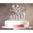 thumbnail image 1 of Mr And Mrs Wedding Custom Cake Topper With Birds And Rabbit Elegant Color Option Available 6-7 Inches Wide, 1 of 1