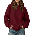 thumbnail image 3 of Loose Fit Hoodie for Women,Oversized Solid Color Long Sleeve Pullover Casual Basic Sweatshirts,Campus School Daily Wear, 3 of 6