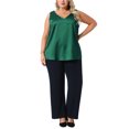 thumbnail image 3 of Agnes Orinda Plus Size Silk Satin Tank Tops for Women V Neck Casual Cami Sleeveless Blouses Summer Basic Camisole 2X Dark Green, 3 of 7