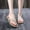 Beige, variant on Sandal Heels Summer Women Seaside Imitation Straw Flip Flops Fashion Flat Beach Flip Flops Criss Cross Sandals on Clearance