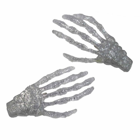 Kreepsville 666 Glitter Skeleton Hands White Hair Clips