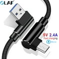 thumbnail image 2 of OLAF 1/2/3m L Shaped Connector Micro USB Charging Cable Nylon Braided Micro USB Cable fast Charging Cord Charger Wire Line white micro-usb 1m, 2 of 6