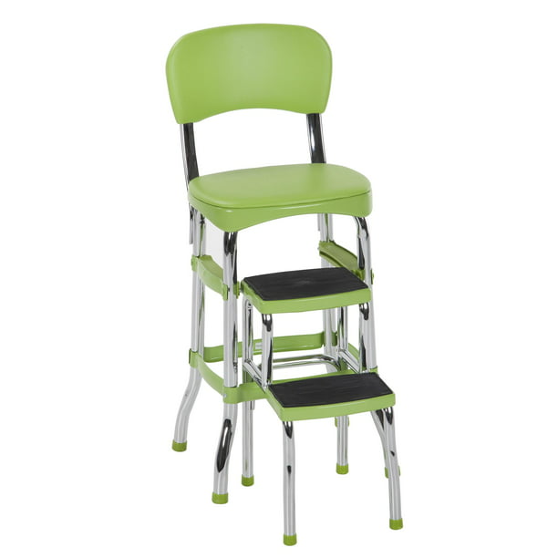 Green Retro Counter Chair Step Stool, Retro Step Stool Chair Blue