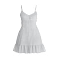 thumbnail image 5 of QUNYINEY Mini Women's Sundresses White Cotton Linen Sleeveless Summer Sleep Dress Loose Fit Ruffle Hem A Line V Neck Dresses, 5 of 7