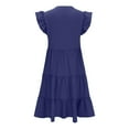 thumbnail image 4 of Odbmxy Women Sundress Midi Short Sleeve Dresses for Women Party Plain Ruffle Classy Regular Dresses,Blue S, 4 of 5