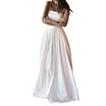 thumbnail image 2 of Women'S 2-Piece Set Sleeveless Strappy Tank A-Line Maxi Skirts Casual Pleated Beach Boho Maxi Skirt with Pocket White M, 2 of 9