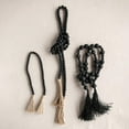 thumbnail image 6 of Creative Co-Op Paulownia Wood Bead Garland with Jute Tassels, Distressed Black, 6 of 7