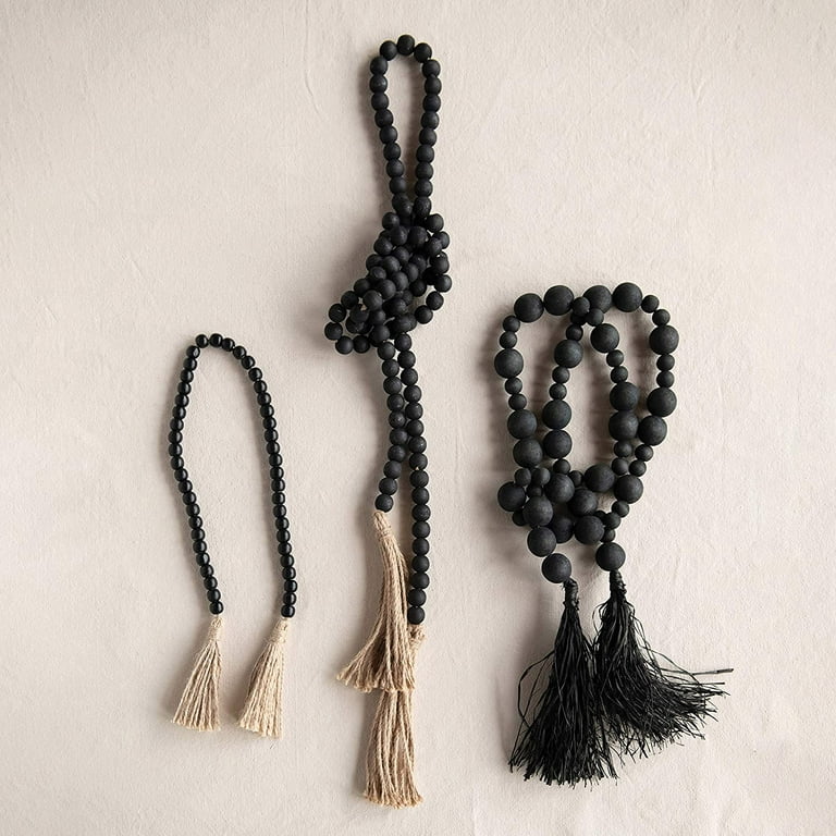 Handmade wooden black garland with tassels, length 145 cm – MyDeer –