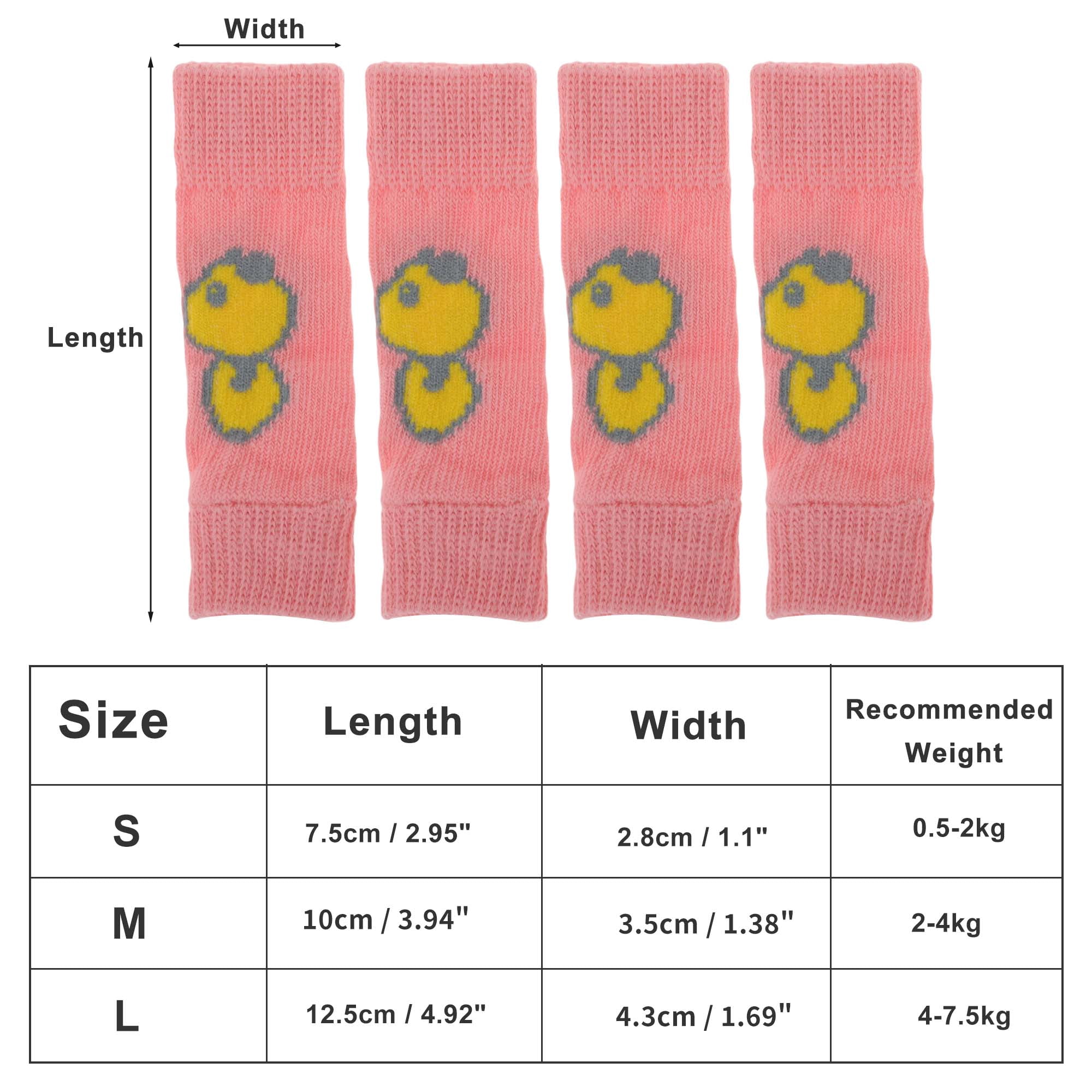 Unique Bargains Pack of 4 Dog Leg Soft Knitted Dog Socks Joint Protection Pink Pig S
