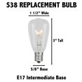 thumbnail image 3 of Novelty Lights 25 Pack ST38 Outdoor Patio Edison Replacement Bulbs, Clear, E17/C9 Intermediate Base, 7 Watt, 3 of 6