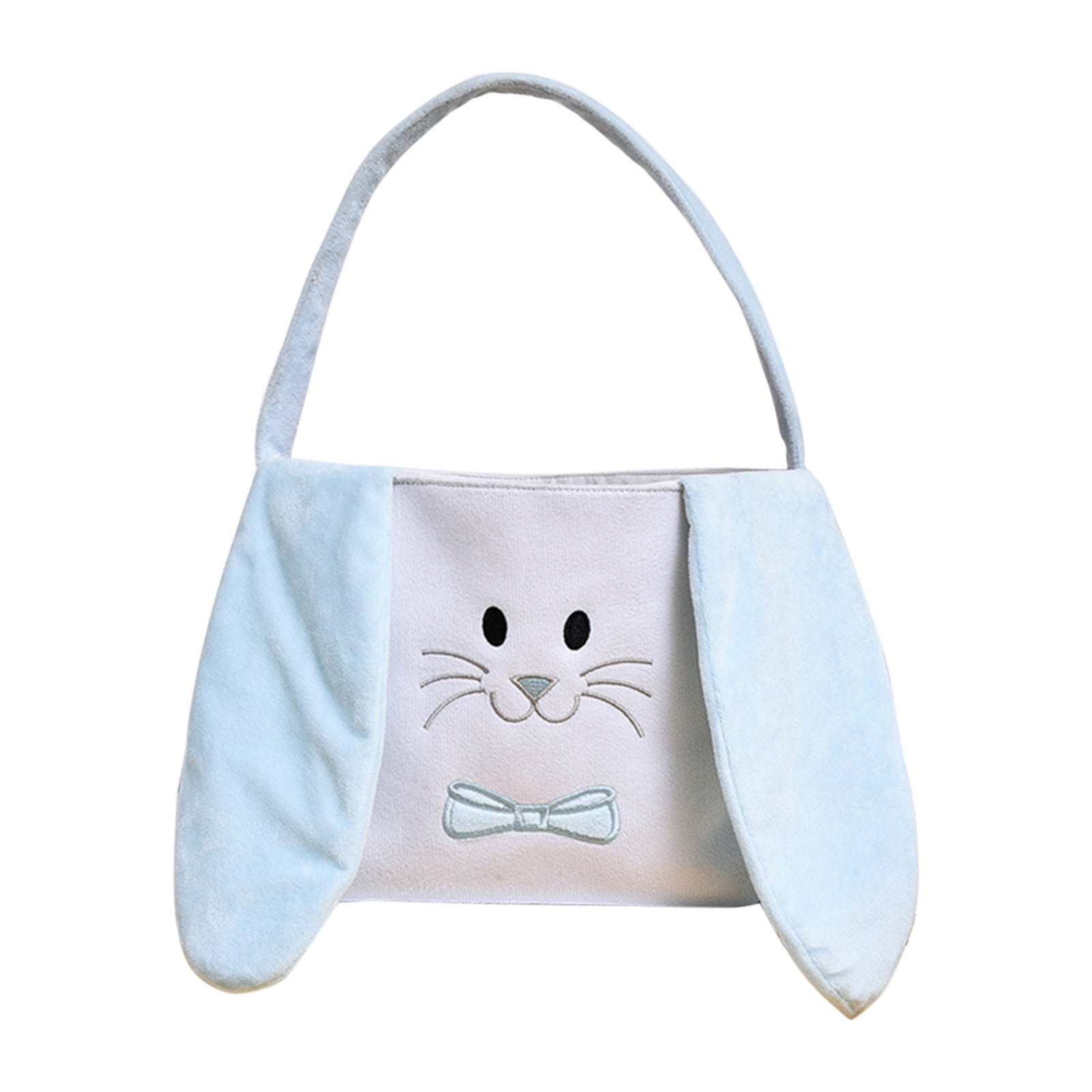 ToyKingdee Easter Basket Easter Bunny Basket, Cute Fluffy Bag with Foldable Ears, Plush Rabbit Tote Bags for Easter Egg Hunts Decorations Candy Gifts Storage