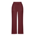 thumbnail image 5 of Gamivast Linen Pants Women Hollow Out Lace Side Stripe Elastic Waist Wide Leg Pants Summer Beach Lounge Pants Loose Fit Breathable Daily Outfit, 5 of 6