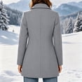 thumbnail image 5 of Women Coat Winter Casual Long Sleeve Solid Color Button Front Lapel Coat with Pockets Soft Loose Fit Cozy Outerwear for Office Wear, 5 of 6