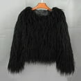 thumbnail image 2 of Hfyihgf Womens Yk2 Pullover Sweaters Long Sleeve Fall Winter Clothes Warm Shaggy Faux Fur Fringe Plus Size Cropped Tops Outwear Black L, 2 of 4