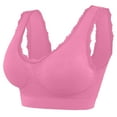 thumbnail image 4 of YWDJ Bras for Women Push up Back Closures Comfy Bras No Underwire Sports Bras Wide Strap Full Coverage Workout Bras Low Support Wrap Gym Bras Padded Plus Size Lace Yoga Bras Comfort Bras Pink 3XL, 4 of 5