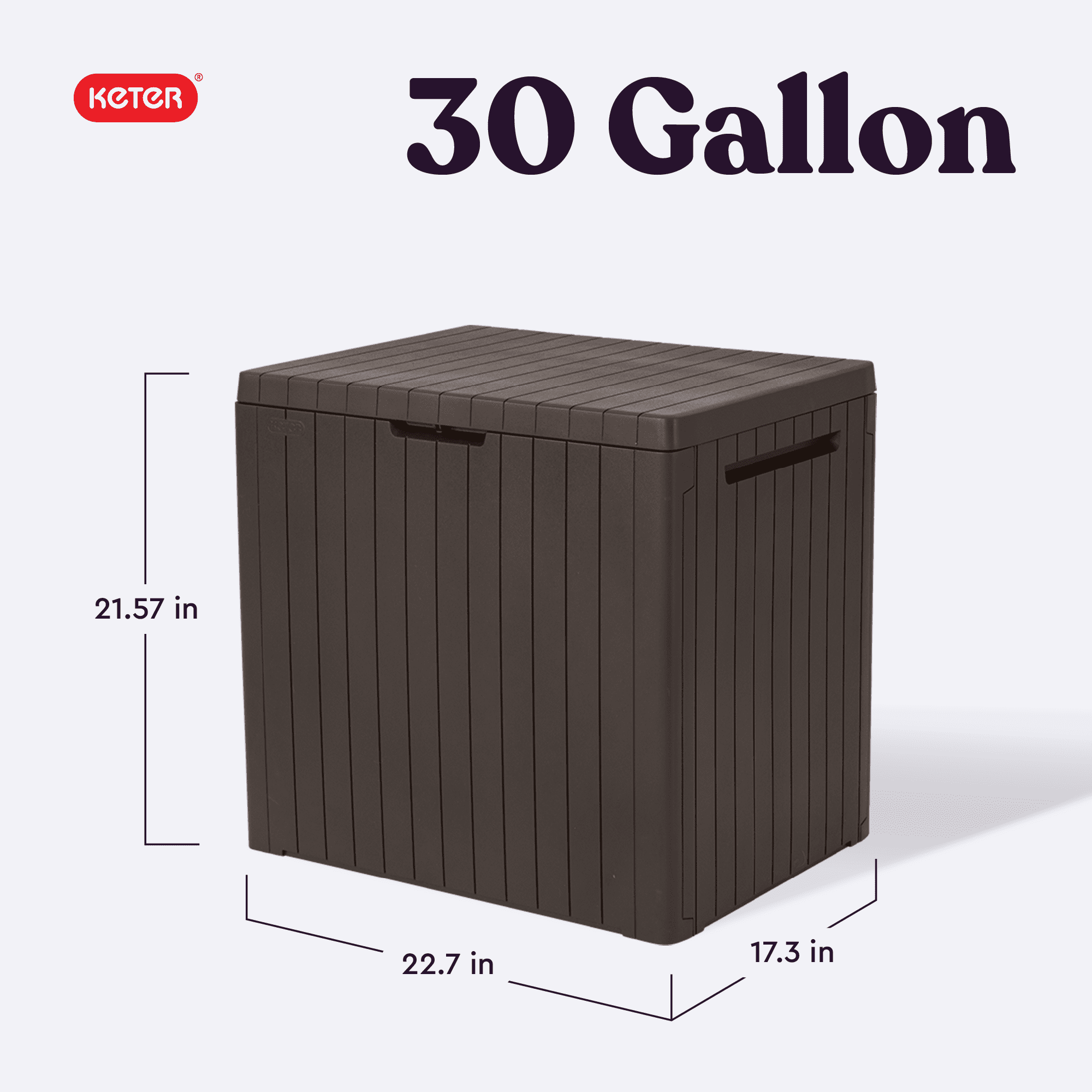 Keter City Box 30 Gallon Durable Resin Outdoor Deck Box Storage Organization, Brown