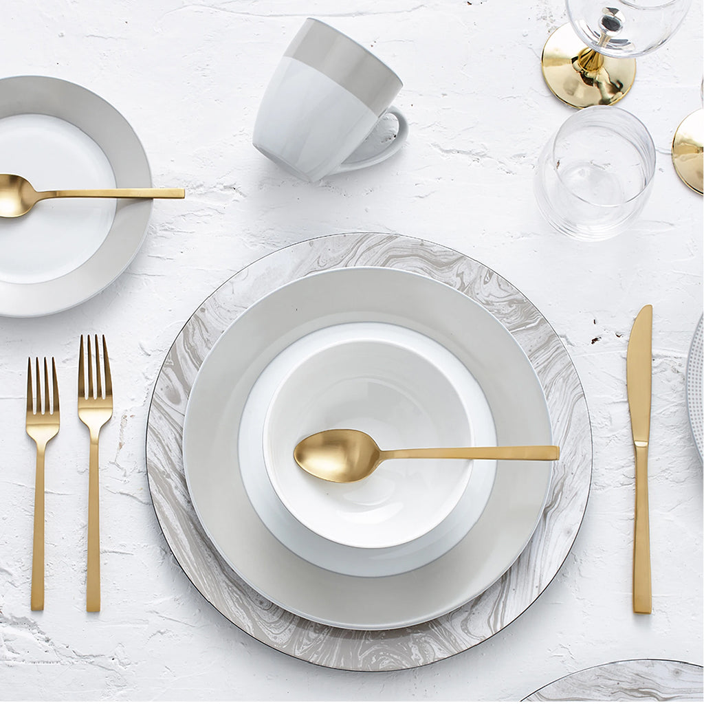 Safdie & Co. Ensemble À Diner 16PC Bande Taupe