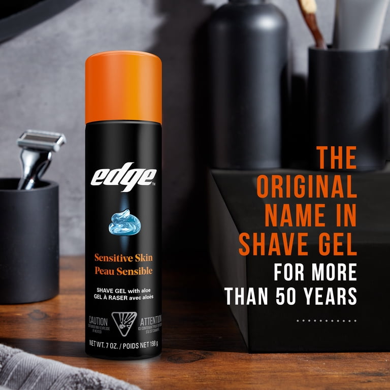 EDGE Sensitive Skin Shave Gel for Men, Aloe, Unscented, 14 oz